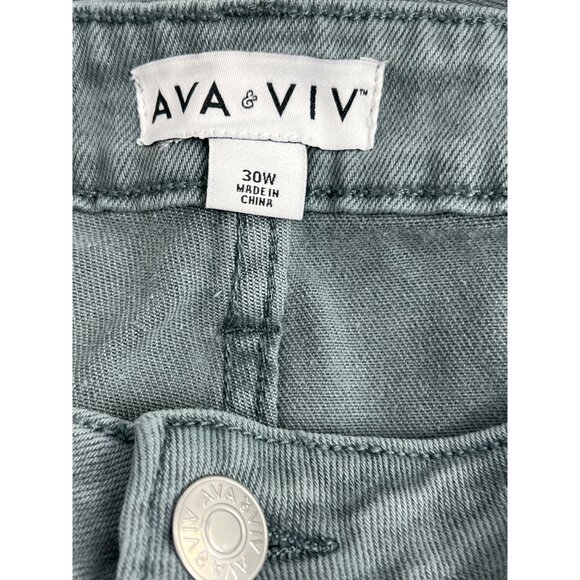 Ava & Viv Pants Womens 30W Charcoal Cotton Stretch High Rise Straight Leg NWD - Picture 4 of 9